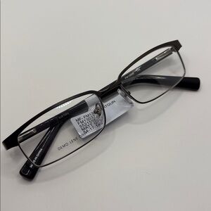 Foster Grant Men's Leo Square Reading Glasses in gunmetal and black plastic New